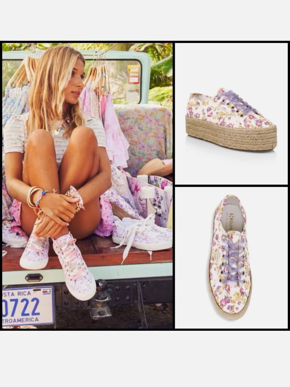 LoveshackFancy X SuperGA Floral Espadrille Platform Sneakers